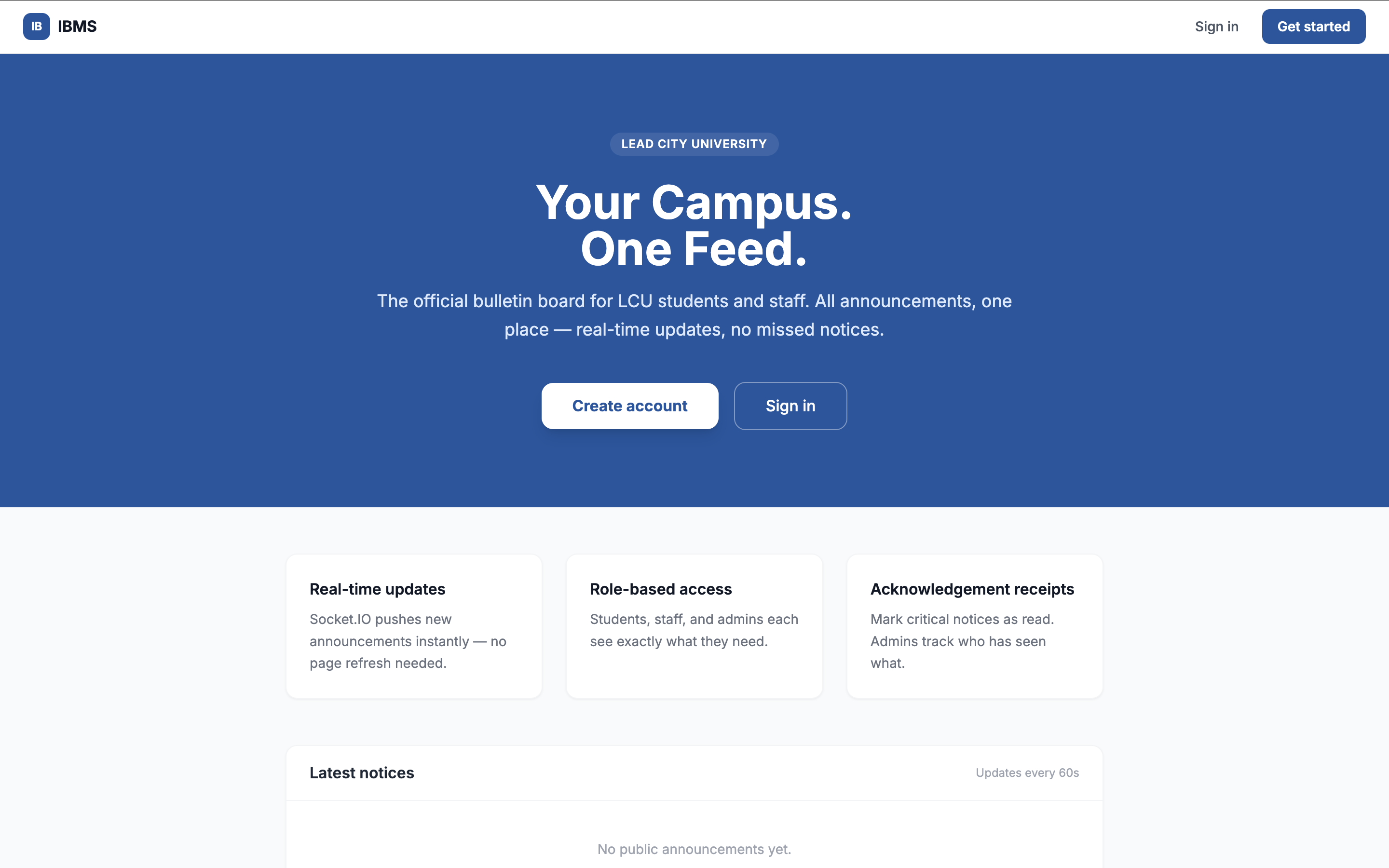 Interactive Bulletin Management System — screenshot